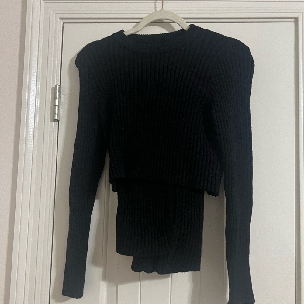 Black Sweater Ribbed Matching Set